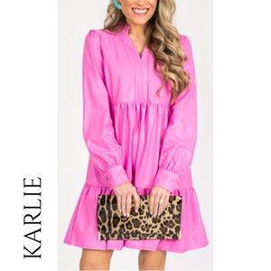 Karlie Fuchsia V-Neck Tiered Dress